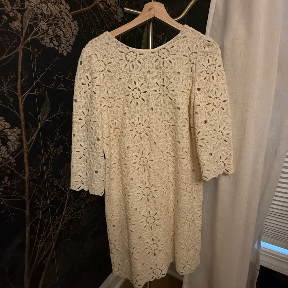Sezane Cream Floral Lace Mini Dress